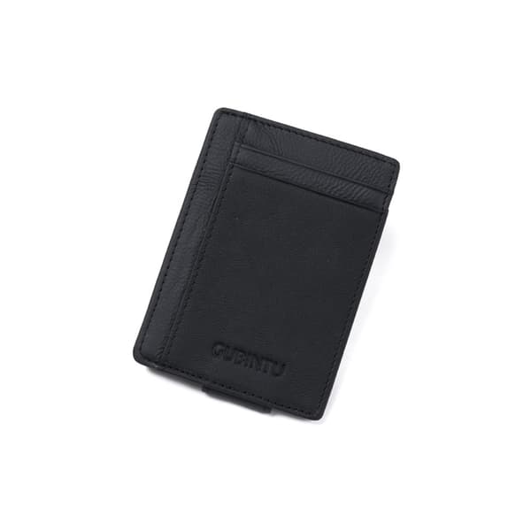 【BEMS】Gubintu RFID Leather Card Holder with Clip, Black