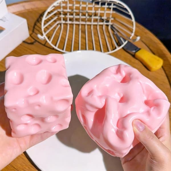 Kæmpe blød ost, ekstra blød ost, glad klembar ostetrykkugle, blød langsom-studs terning sensorisk stresslindring, afslapning... PINK