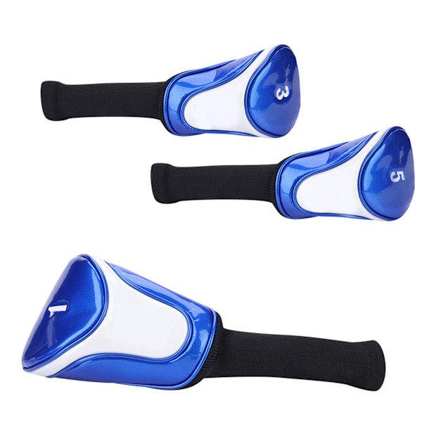 Blå PU & Elastiskt Bomulls Golfklubba Huvudskydd Huvudskydd Golfare Tillbehör #1+#3+#5 Trä