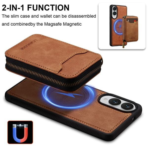 LC.IMEEKE L6 för Samsung Galaxy S25 Edge Plånboksfodral Konstläder - Brun