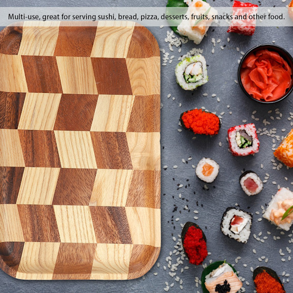 Japansk Træ Sushi Serveringsbakke - Stilfuldt Servicetøj til Hjemmet og Restaurantbrug (30x20cm)