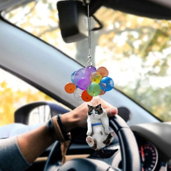 Hängande Bilprydnader med Färgglada Ballonger och Katt, Bilhänge för Inredningen