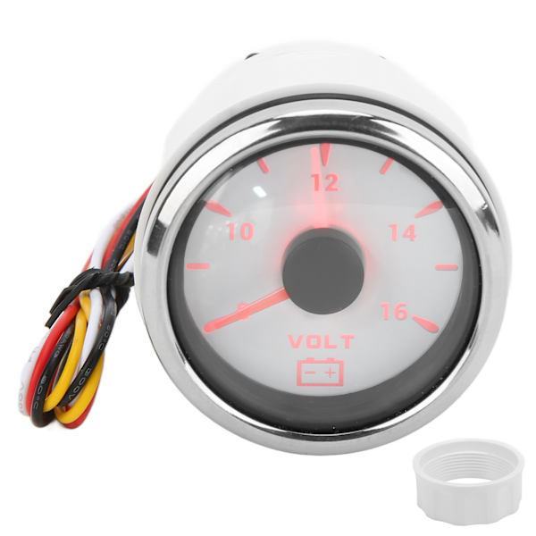 52 mm marin spændingsmåler 8‑16V viser 7 farver baggrundsbelysning IP67 vandtæt voltmeter til båd RV bil 9‑32V Hvid