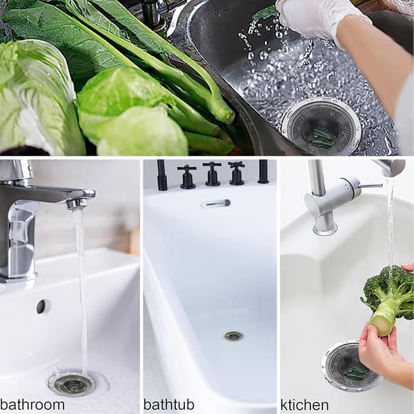 Sæt med 2 små afløbskurve i net til badeværelsesvask - Afløbsfilter i rustfrit stål