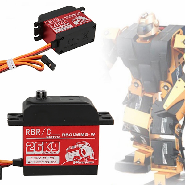 26KG Høy dreiemoment metallgir digital servo for 1/8 1/10 robot RC crawler bil båt RB0126MG-W