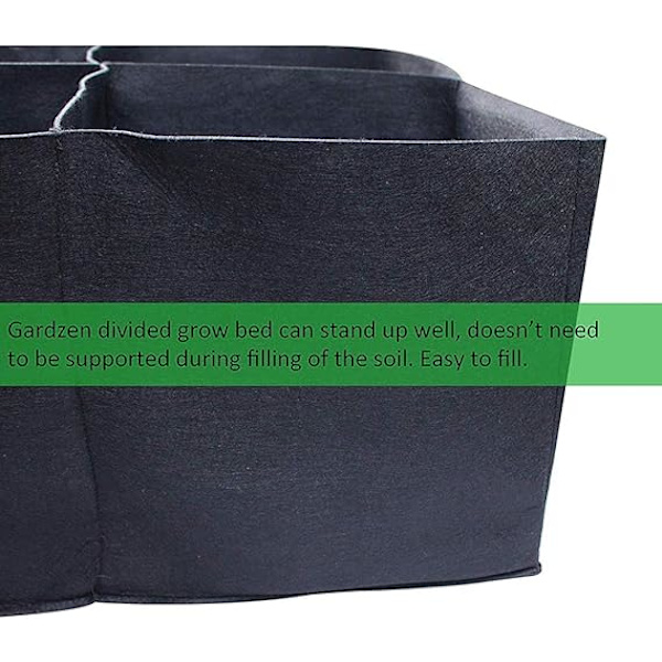 【BEMS】1 pc Black 4-Compartment Durable Square Planting Bag, Divided