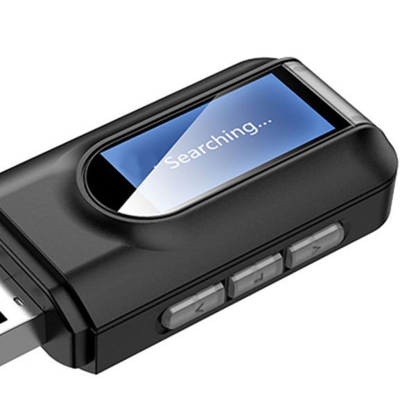 Bluetooth 5.0-sendermottaker Stabil overføring 2-i-1 trådløs AUX-adapter med LCD-skjerm