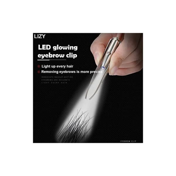 【BEMS】Professional Stainless Steel Eyebrow Tweezers with LED Light - High Precision