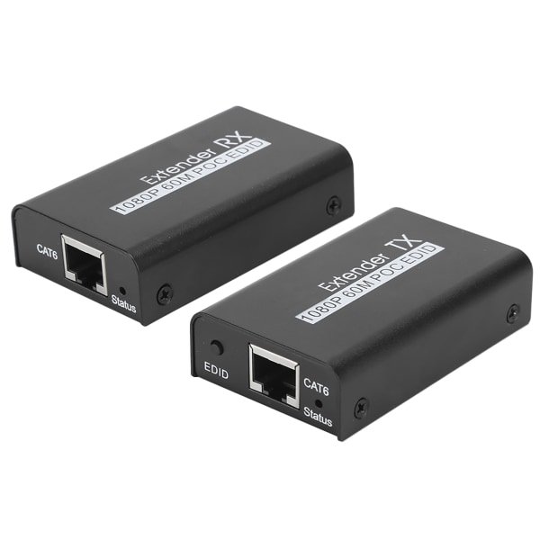 TIMH HDMI Extender 60M Internet Transmitter til POC Kabel Strøm EDID Læringsfunktion 100‑240VEU
