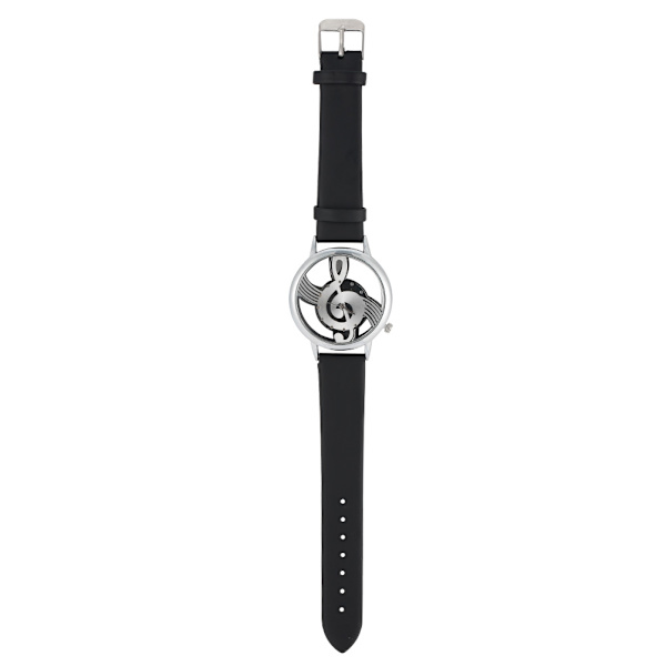 Quartz Analog Par Ur Par Rundt Hul Musiknote Urtavle PU Rem Armbåndsur (Sort Rem)