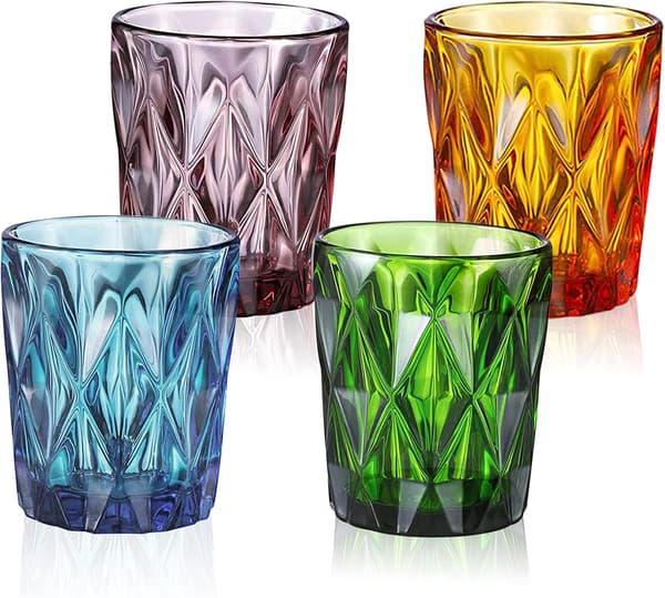 【BEMS】Colorful Drinking Glasses, Vintage Glass Set