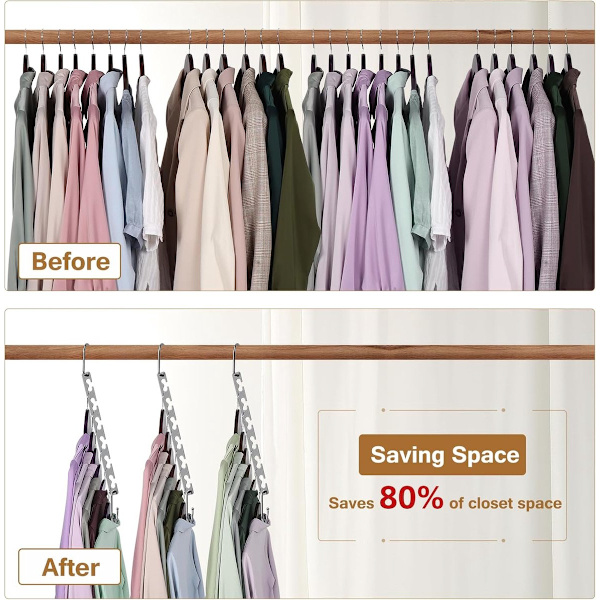 【BEMS】Space-Saving Clothes Hanger, Sturdy Metal, 6-pack