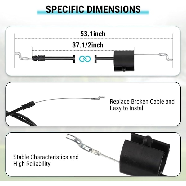 【BEMS】Throttle Cable Compatible with Lawn Mower, Z-Bend on End Engine Zone Control Cable Replacement, Universal Lawn Mower Accessories (135cm)