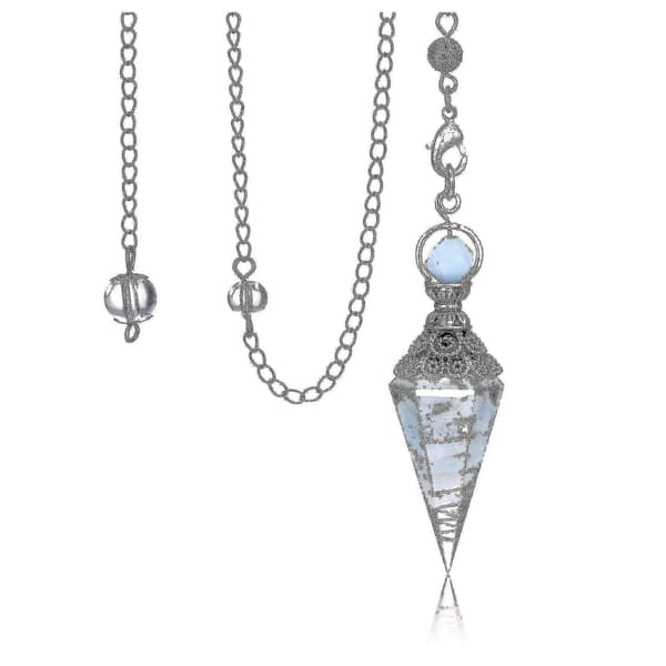 Chakra Krystallpendel Sekskantet Reiki Healing Krystallpunkter Edelsten Dowsing Pendel White