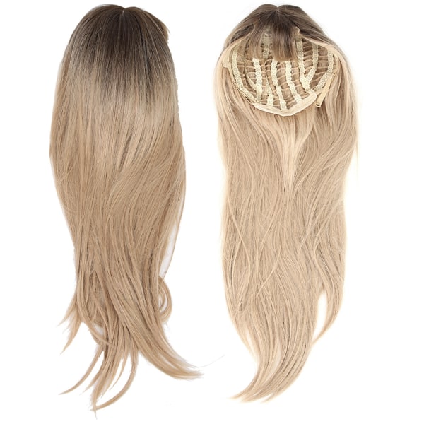 Front blonder parykk bangs langt rett blondt hår Syntetisk varmebestandig fiber hår for kvinner 70 cm MQF288 1++/