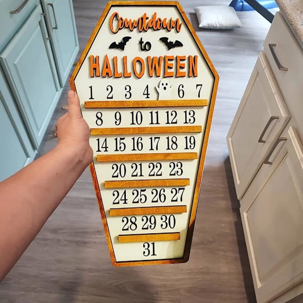 Halloween adventskalender 2024, kistform, DIY Moving Wooden Block Calendar