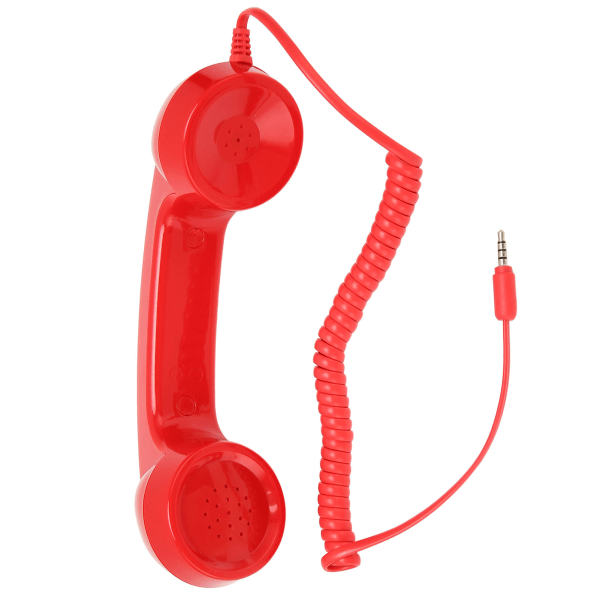 TIMH Retro telefonhåndsett Multifunksjon Strålingssikker håndholdt mobiltelefonmottaker for mobiltelefoner Datamaskiner Rød