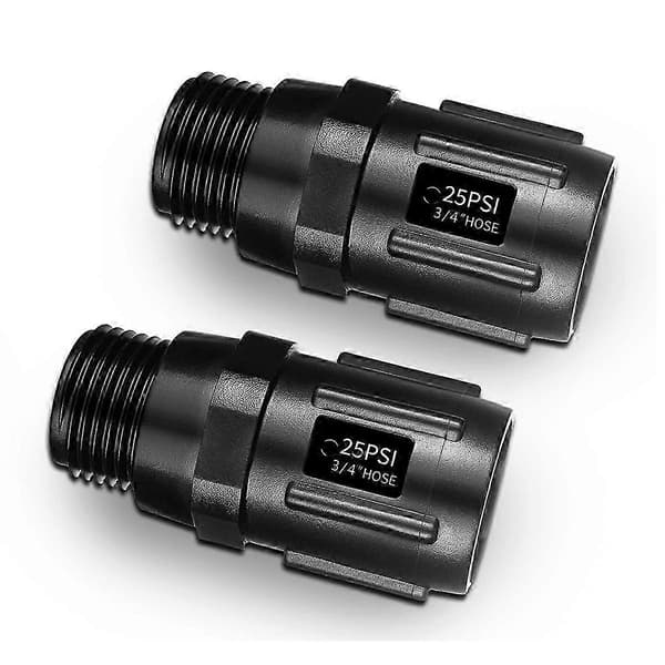 25 PSI 3/4 tums droppbevattningstryckregulator - 2-pack Kompatibel med trädgårdsslang Musta