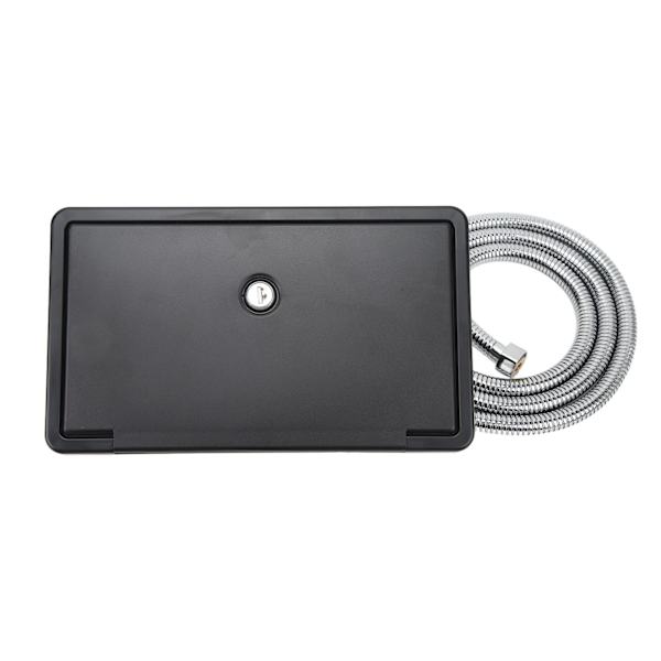 Duschutrustning för Utomhus 1.5m Metall Slang Spraybox Set för Husbil Husvagn Trailer Båtar Husvagnar Yachter Svart med Metallrör