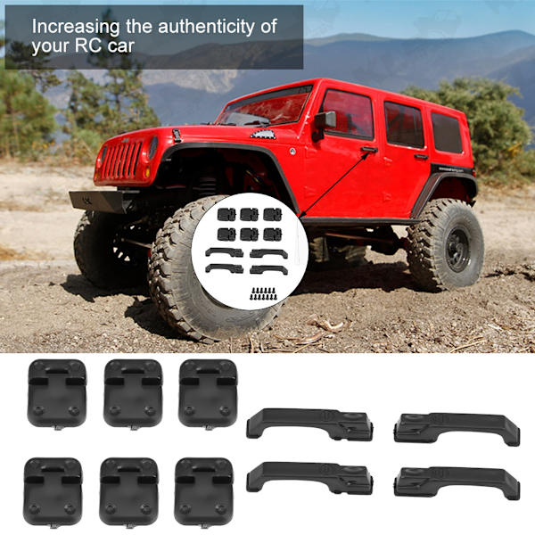 1 sett Plastdørhengsler og dørhåndtak for Traxxas TRX-4 1:10 RC Crawler