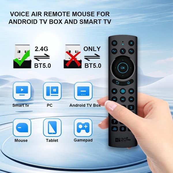 Universal Bluetooth Air Mouse Fjärrkontroll, Förbättrad för Android TV Box, Smart TV, Mini PC (G20S Pro) - 2.4G USB 5.0 IR Belyst