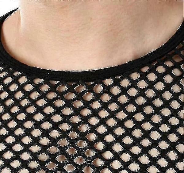Läpinäkyvä kalaverkkopaita miehille, seksikäs M