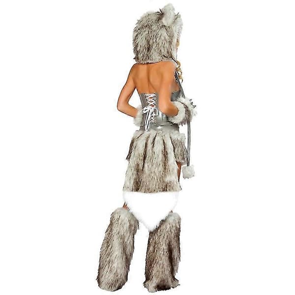 Kvindelig Ulvekostume Til Halloween Cosplay Festkostumer Grey