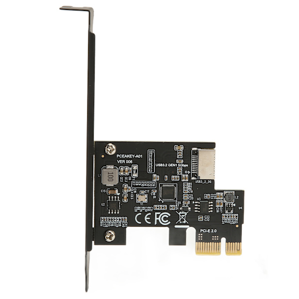PCIE - USB 3.2 -laajennuskortti, musta, 5 Gbps, nopea PCIE X1 - USB3.2 Gen1 TYPE E 20PIN -laajennuskortti pöytäkoneen etupuolelle, Type C PCIE X1 - USB3.2