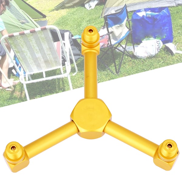 3-i-1 Gaslykta-delare i aluminiumlegering för utomhuscamping, gascylinderadapter (guld)