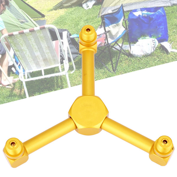 3-i-1 Gassplitter for Lanterne, Aluminiumslegering, Utendørs Campingkomfyr Gassbeholderadapter (Gull)