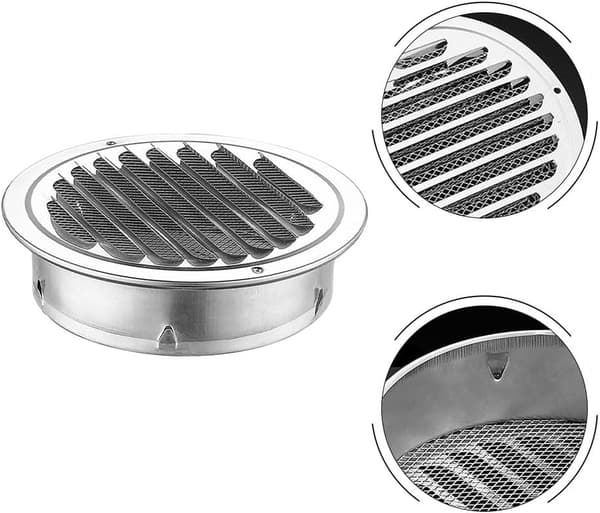 Rund ventilasjonsrist i rustfritt stål, ventilatoravtrekk, viftedekselrist (180 mm)