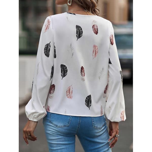 Fjertryk Langærmet Skjorte Dame Sommer Tynd Løs Bluse Mode Afslappet Løs Bluse Dame Forårs Sommerbluse Rosa M Pink M