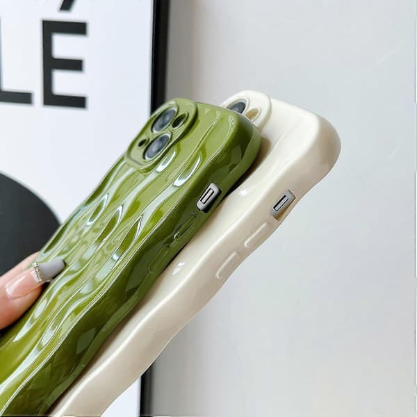 Vannrippelmønster Krøllete bølget rammeskall kompatibel med iPhone-deksel (sølv, iPhone 13 Pro Max)