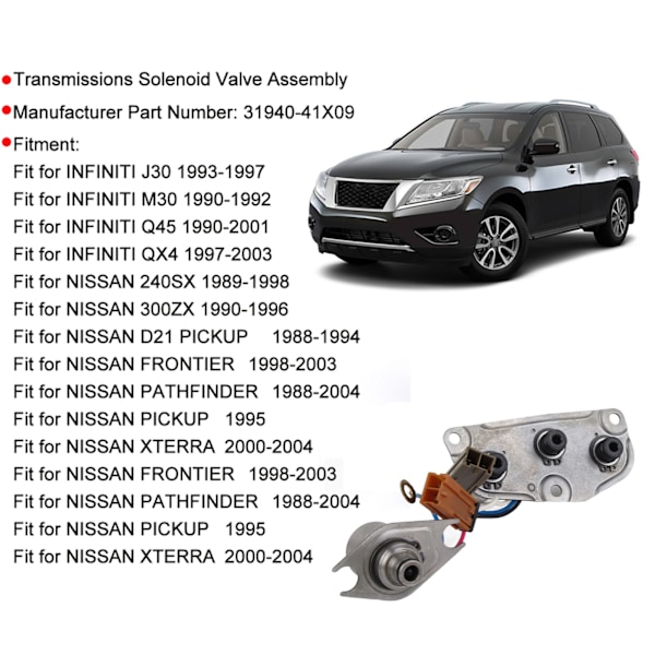 Transmissionssolenoidventilsamling 31940‑41X09 Passer til INFINITI