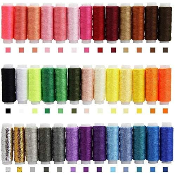 【BEMS】Sewing Thread (39 Different Colors), Strong Thread Compatible with Hand Sewing with Sewing Machine, Advanced Polyester Thread Spool Set, Colorful Sewing Accessories