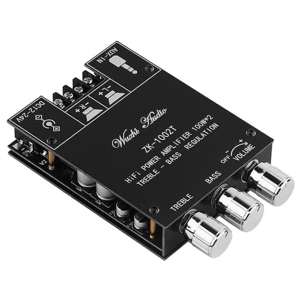 ZK1002T Bluetooth-kompatibelt forstærkerkort 2.0CH 100W2 Mini Audio-kompatibel forstærker med diskant- og baskontrol