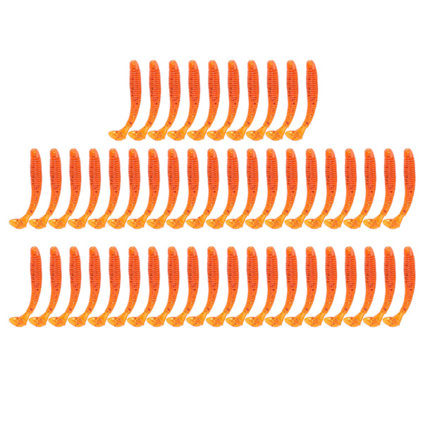 50 st 5 cm Mjuka Plastfiskebeten T-svans Grub Maskbetes Fisketackel Tillbehör Orange
