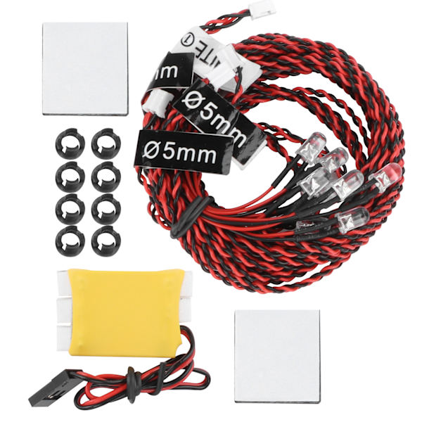 8 kpl RC LED-vilkkuvalot yölentoon LED-valopaketti RC-lentokoneille