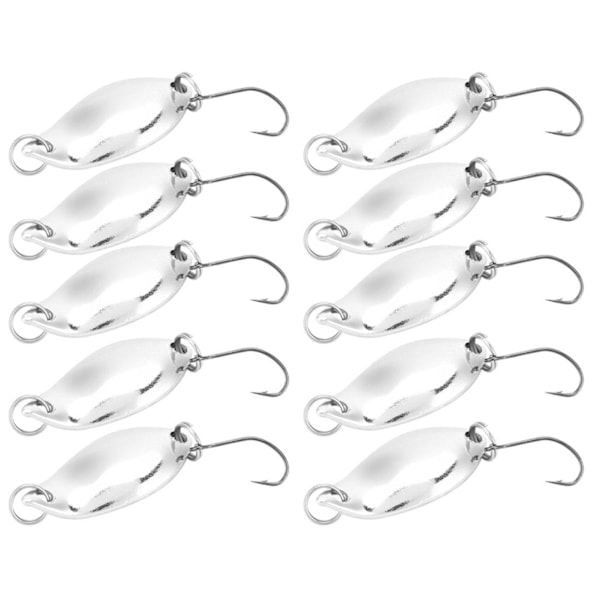 10 st fiskebeten Wobbler Bete SpoOn-stil Konstgjorda Metallbeten Krokar (Silver, 2.5g)