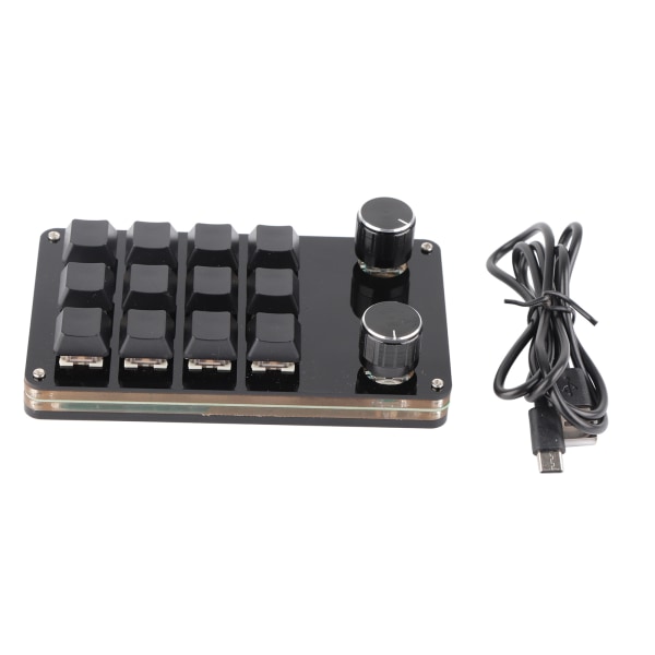 Rød Switch Makro Keyboard Plug and Play Ergonomisk tilpassede knotter USB Mini-tastatur for stasjonær PC 12 taster 2 knotter ++