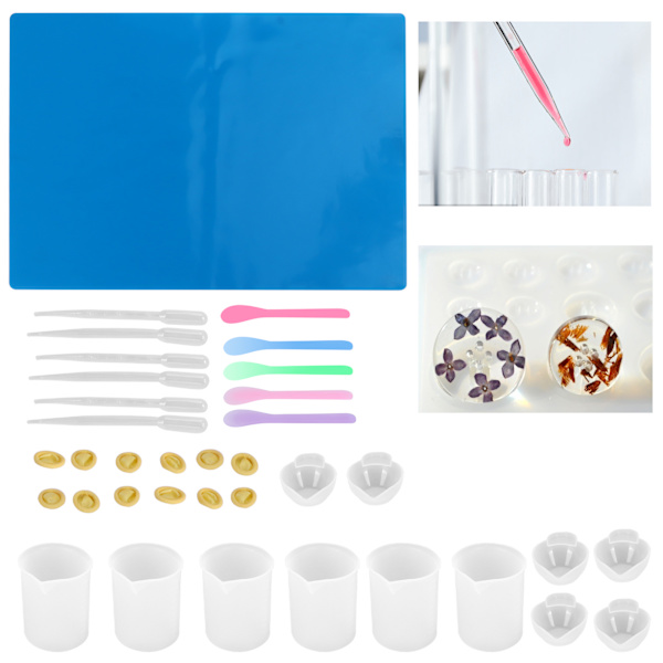 36 deler DIY Epoxy Blandingsverktøysett Silikonmatte Målebeger Dråpe Spoon Verktøysett