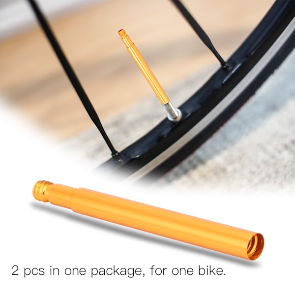 2 stk. 60 mm Cykel Presta Ventil Forlænger Indre Dæk Ventiler Forlængelse (Guld)