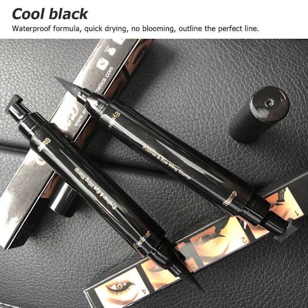 Siipimäinen Eyeliner-Leima Kaksoispäinen Nestemäinen Silmänympärysväri Kynä Vedenkestävä Tahraamaton Pitkäkestoinen Eyeliner Vamp-Tyylinen Työkalu Siipille tai Kissansilmälle
