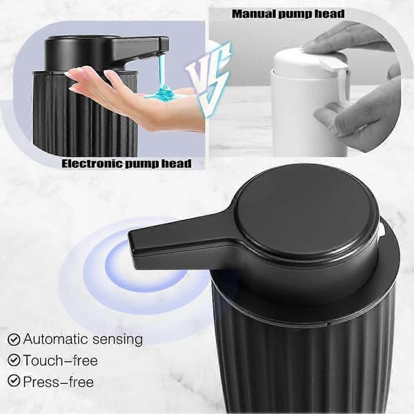 Automatisk sæbedispenser flydende til køkken: 9 OZ berøringsfri sæbedispenser til badeværelse - Håndopvaskemiddel Lotion Hjem Black