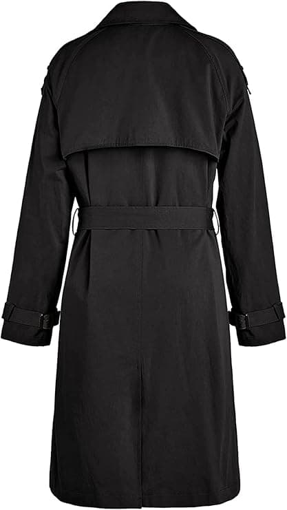 【BEMS】Loalirando - Trenchcoat Dubbelknäppt Klassisk Lång Jacka Vindtät Höst Vår Jacka svart black S