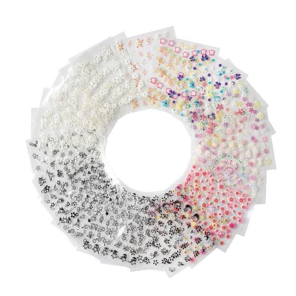 【BEMS】10 ark selvklebende negledekorasjoner multifärg multicolor