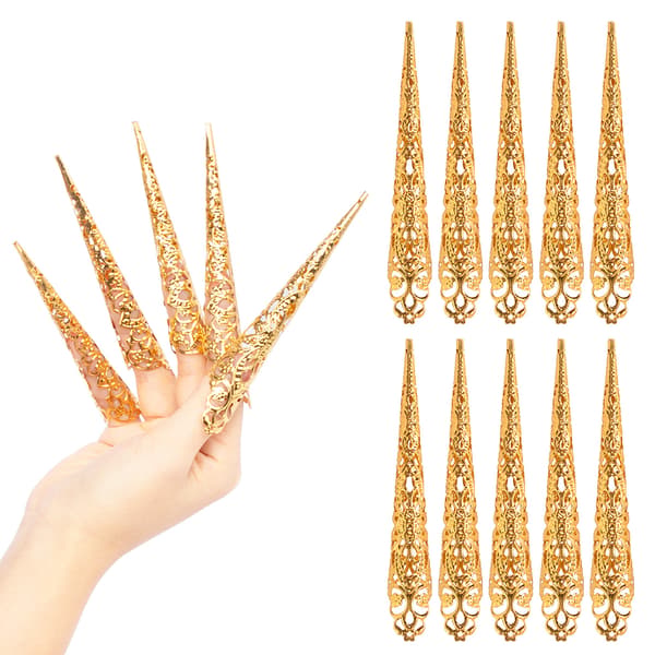 Fingertoppskloringar Fingerknogar Skydd för Halloween Cosplay Dans Gold 0.06