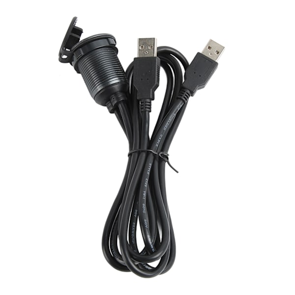 2 porter dobbel USB 2.0 hann til USB 2.0 hunn 1 meter 480 Mbps profesjonell plug and play USB dashbordmonteringskabel med LED-lys
