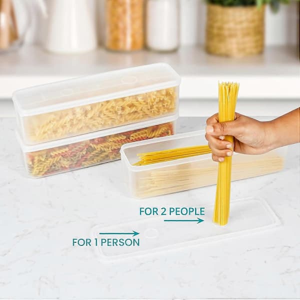 6-pack Plastic Containers with Lids - 1300 ml/44 oz Airtight BPA-Free Kitchen/Food Storage Containers - Rectangular Jars for Pasta, Rice, and More