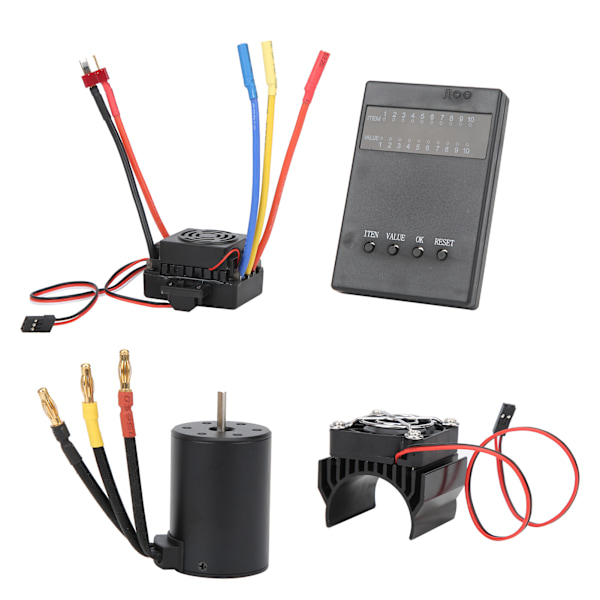 3650 3900KV Harjaton Moottori 60A ESC+Ohjelmointi Kortti Jäähdytyselementti Sarja 1/10RC Autolle